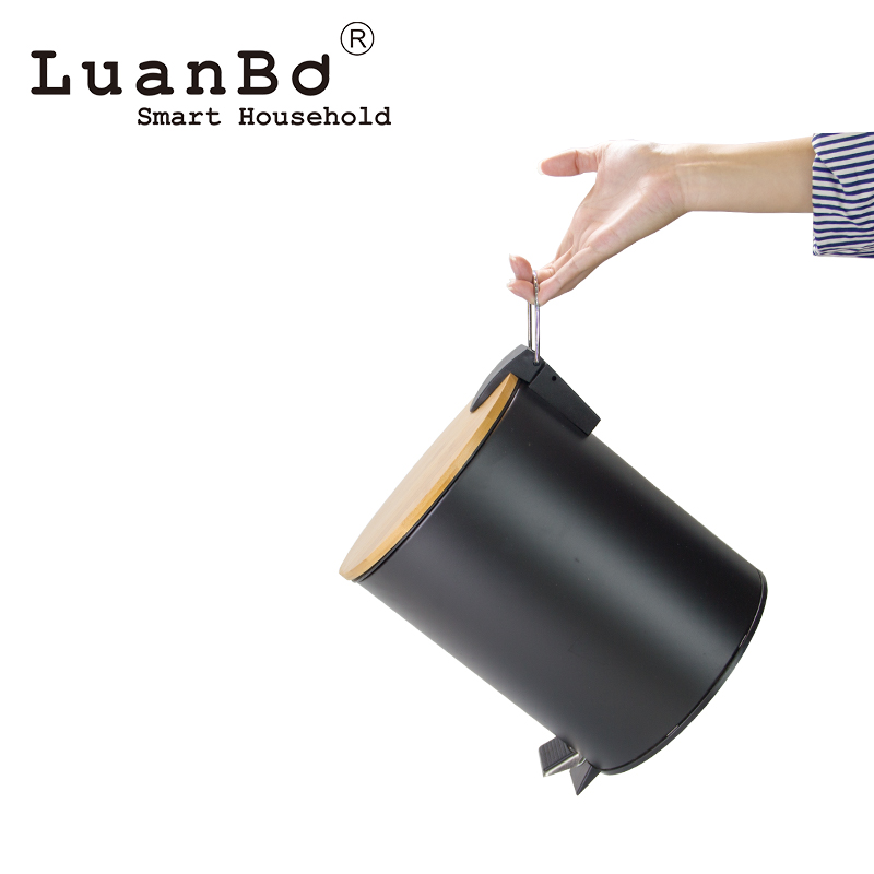 pedal bin bamboo lid