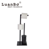 Free Standing User-Friendly Design Black Roll Tissue Paper Holder With Toilet Brush Set For Bathroom