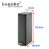 Retangular 30L Slim Design Black Pedal Bin with Soft Close Stay Open Lid Trash Can