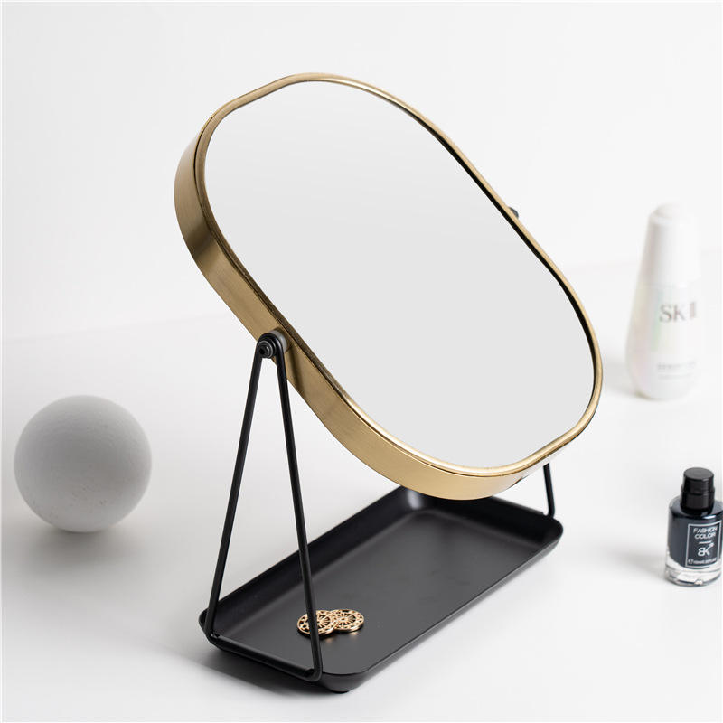 2024 cosmetic mirror stand magnify metal framed compact vanity cosmetic makeup mirror double-sided cosmetic mirr