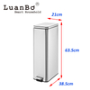 Retangular 30L Slim Design Silver Pedal Bin with Soft Close Stay Open Lid Trash Can