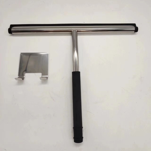 black Window Glass Wiper with 3M adhesive Hook Shower Squeegee Factory Stainless Steel with silicone handle