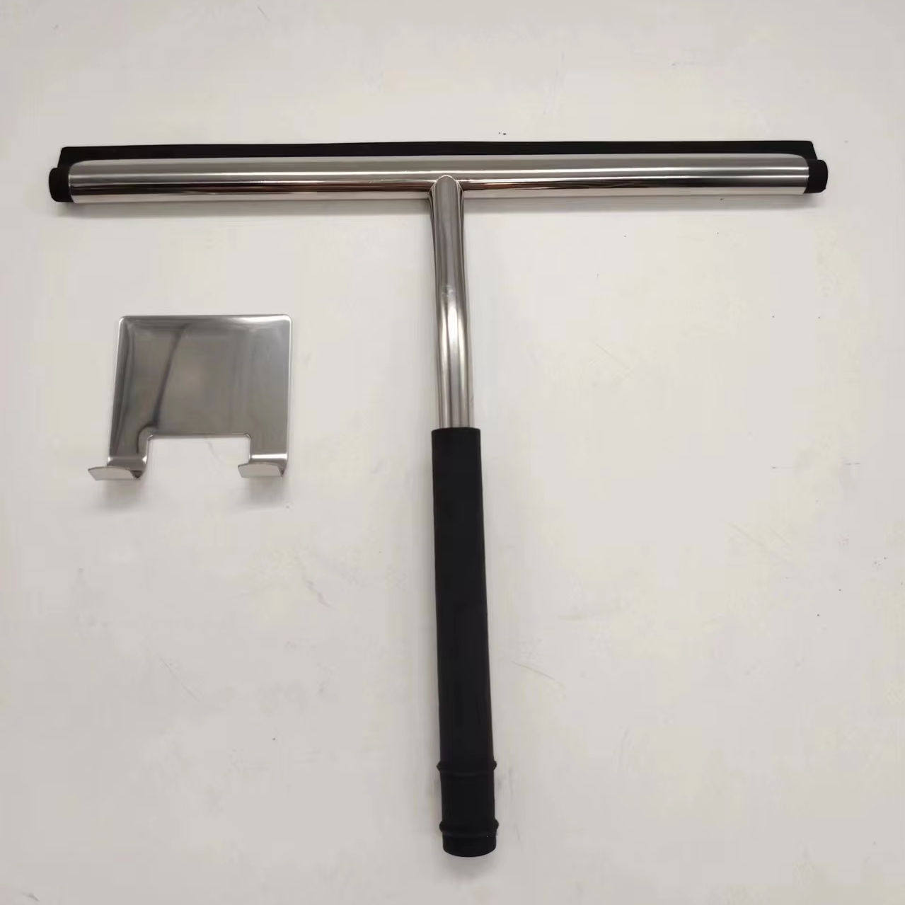 black Window Glass Wiper with 3M adhesive Hook Shower Squeegee Factory Stainless Steel with silicone handle