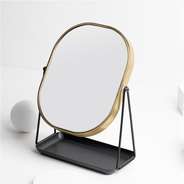 2024 cosmetic mirror stand magnify metal framed compact vanity cosmetic makeup mirror double-sided cosmetic mirr