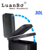 Retangular 30L Slim Design Black Pedal Bin with Soft Close Stay Open Lid Trash Can