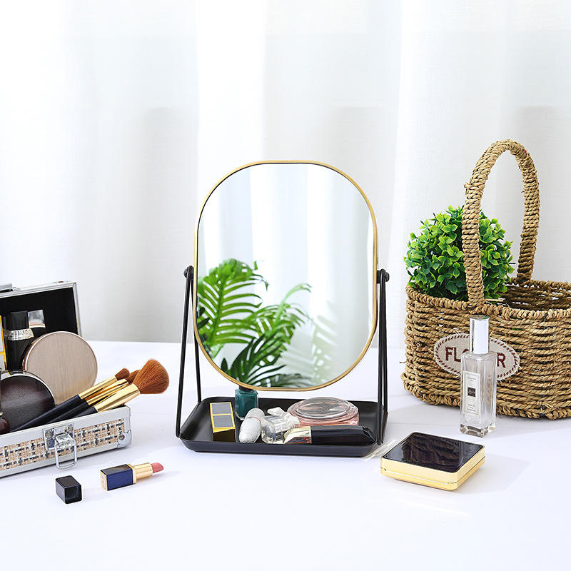 2024 cosmetic mirror stand magnify metal framed compact vanity cosmetic makeup mirror double-sided cosmetic mirr