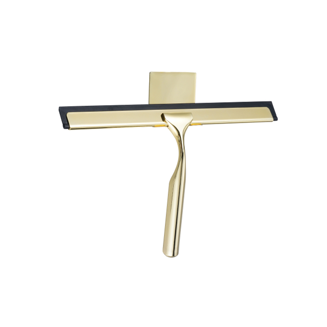 gold color Window Glass Wiper with 3M adhesive Hook Shower Squeegee Factory Stainless Steel with Rubber Blade