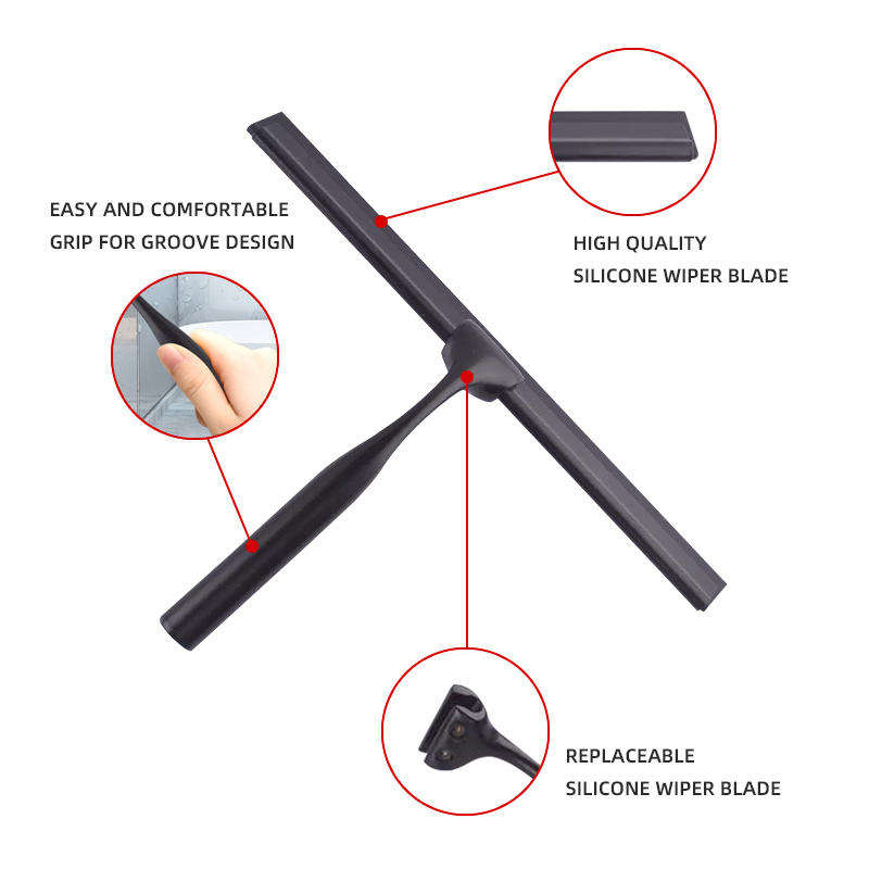 Black Handheld Cleaner Shower Squeegees
