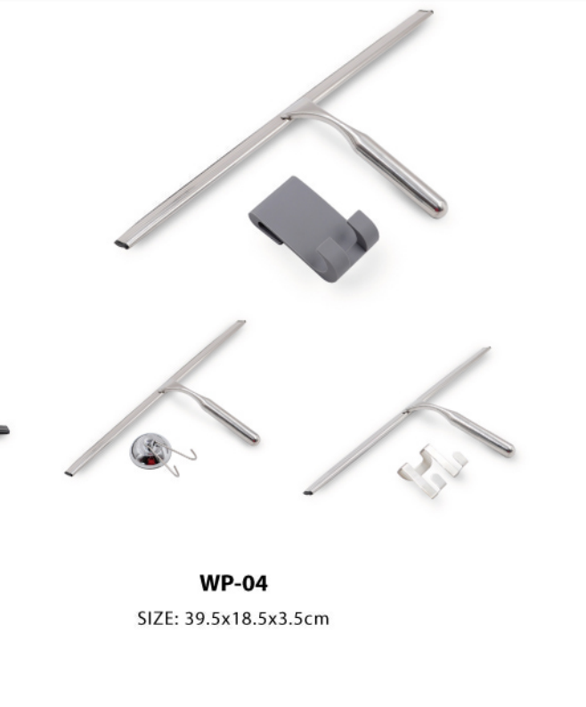 Window Glass Wiper Shower Squeegee with hook Factory Stainless Steel with Rubber Blade