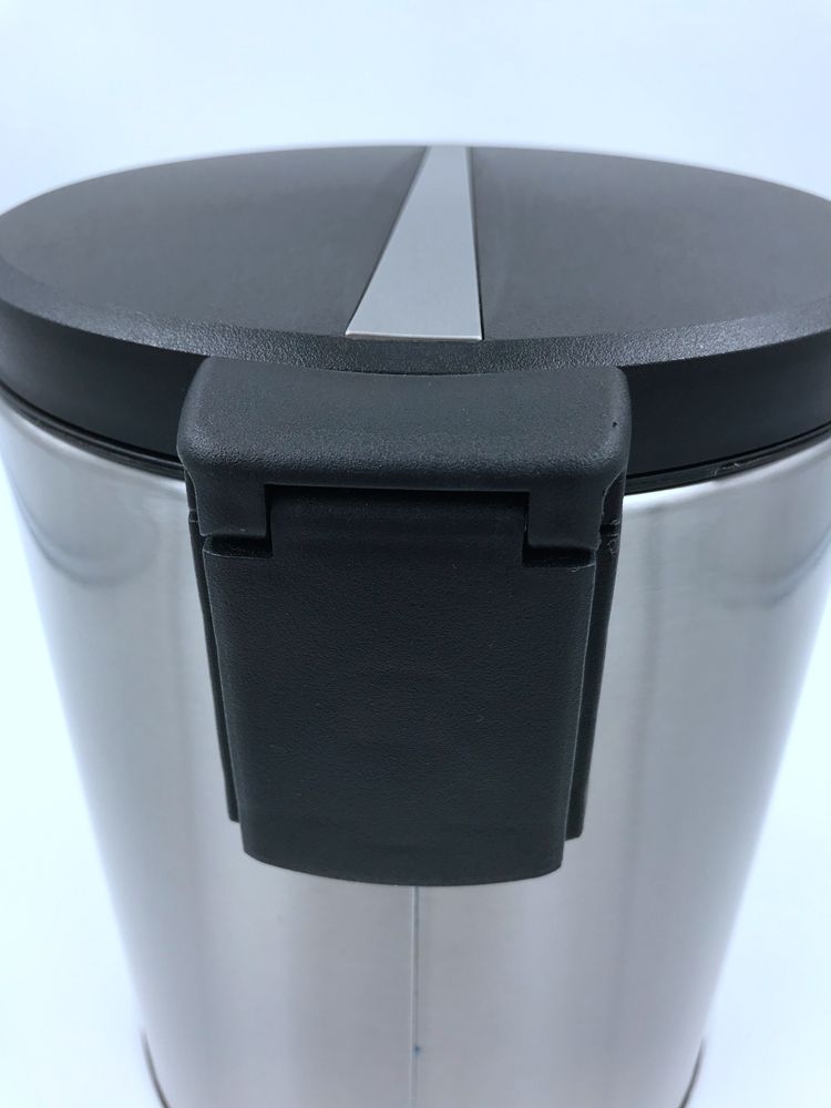 black waste bin with lid