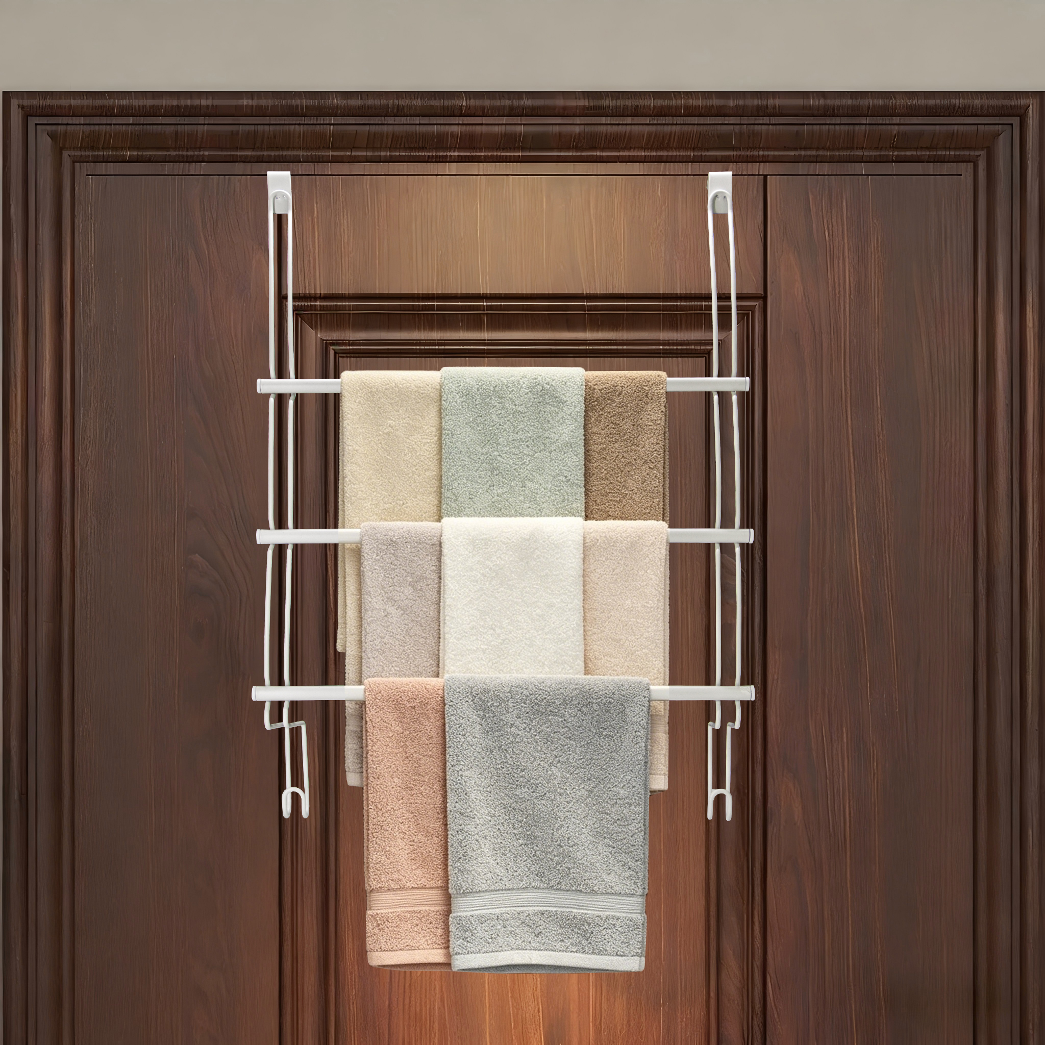 Bathroom Towel Rack Wall Mounted Multi Hook Rustproof Towel Organizer for Home