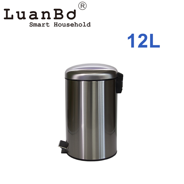 12L Stainless Steel Metal Trash Can Rustproof Waste Bin for Kitchen Bathroom Office