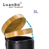 Black 3L Bamboo Lid Foot Pedal Soft Close Waste Bins Trash Can for Bathroom, Office