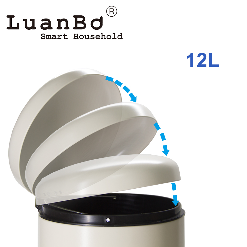 12L Powder Coated Metal Trash Can Rustproof Waste Bin for Kitchen Bathroom Office