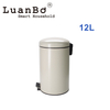 12L Powder Coated Metal Trash Can Rustproof Waste Bin for Kitchen Bathroom Office