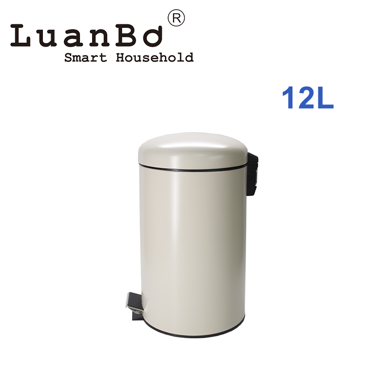 12L Powder Coated Metal Trash Can Rustproof Waste Bin for Kitchen Bathroom Office