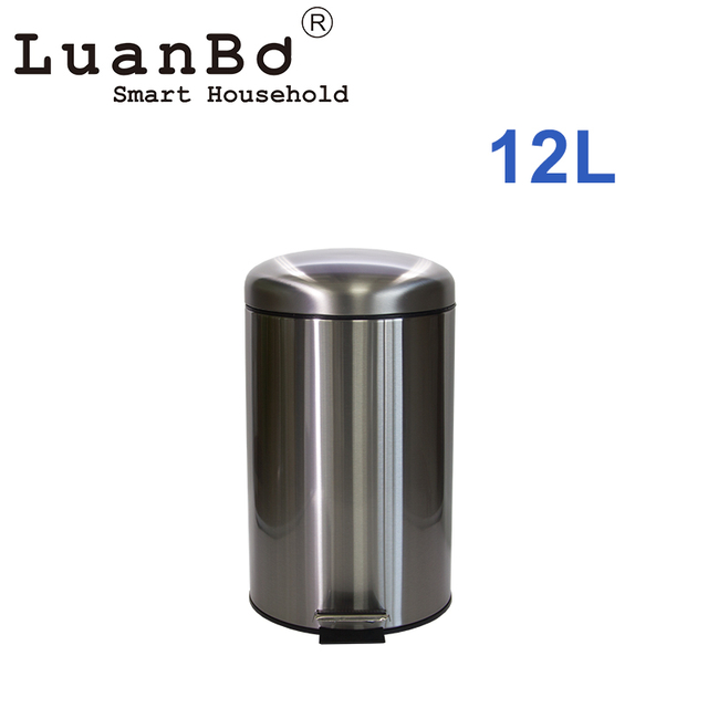 12L Stainless Steel Metal Trash Can Rustproof Waste Bin for Kitchen Bathroom Office