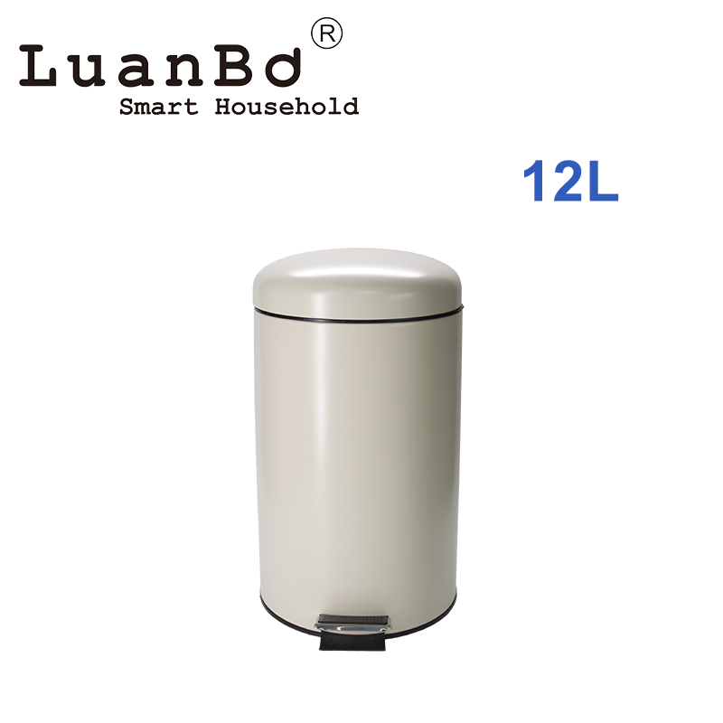 12L Powder Coated Metal Trash Can Rustproof Waste Bin for Kitchen Bathroom Office