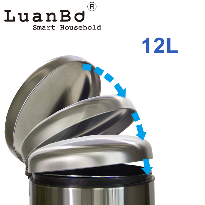 12L Stainless Steel Metal Trash Can Rustproof Waste Bin for Kitchen Bathroom Office